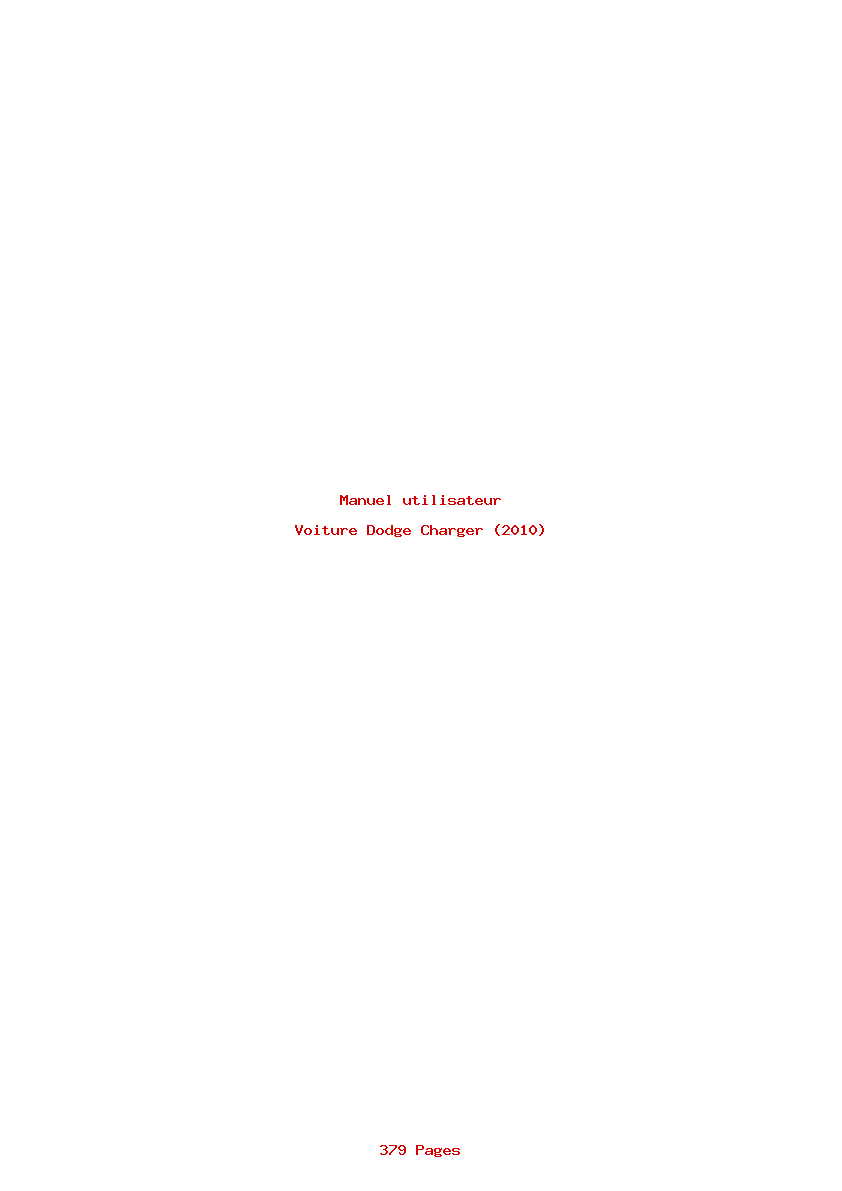 Page 1 de la notice Manuel utilisateur Dodge Charger (2010)