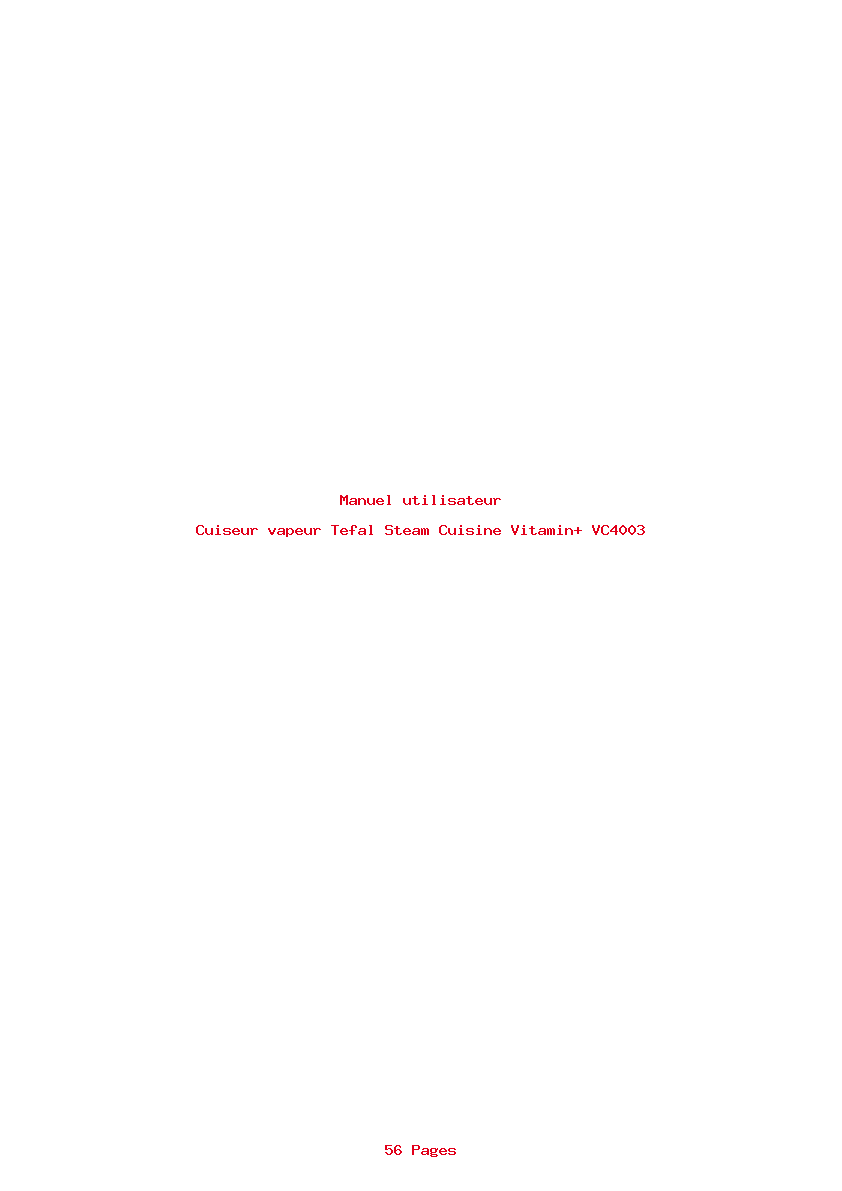 Page 1 de la notice Manuel utilisateur Tefal Steam Cuisine Vitamin+ VC4003