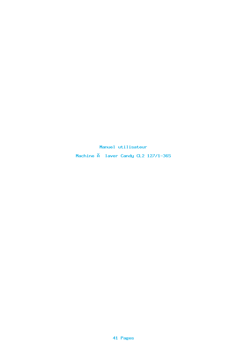 Page 1 de la notice Manuel utilisateur Candy CL2 127/1-36S