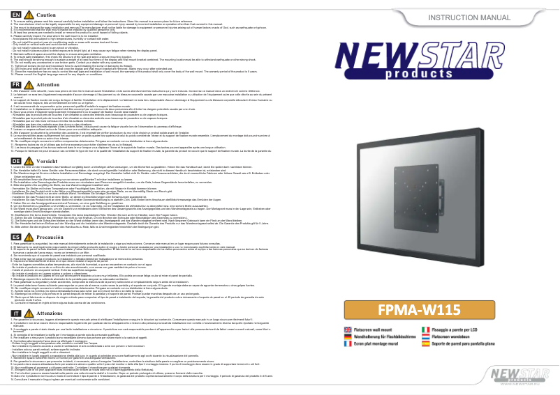 Página 1 del manual Manual de usuario Newstar FPMA-W115