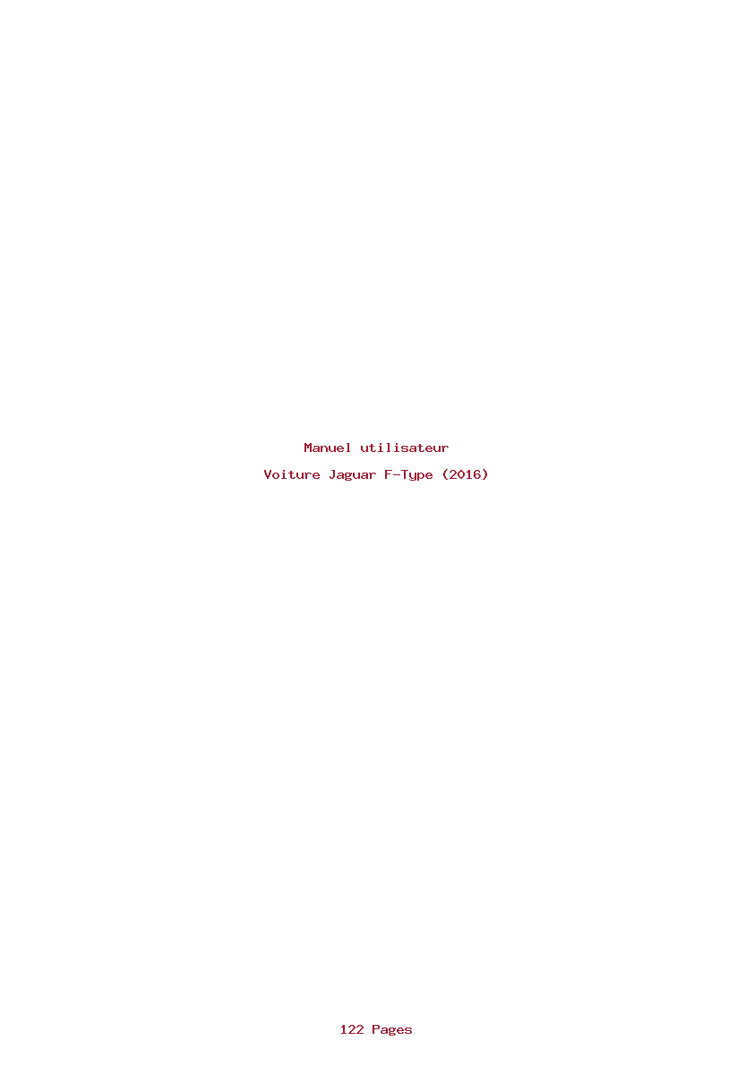 Page 1 de la notice Manuel utilisateur Jaguar F-Type (2016)