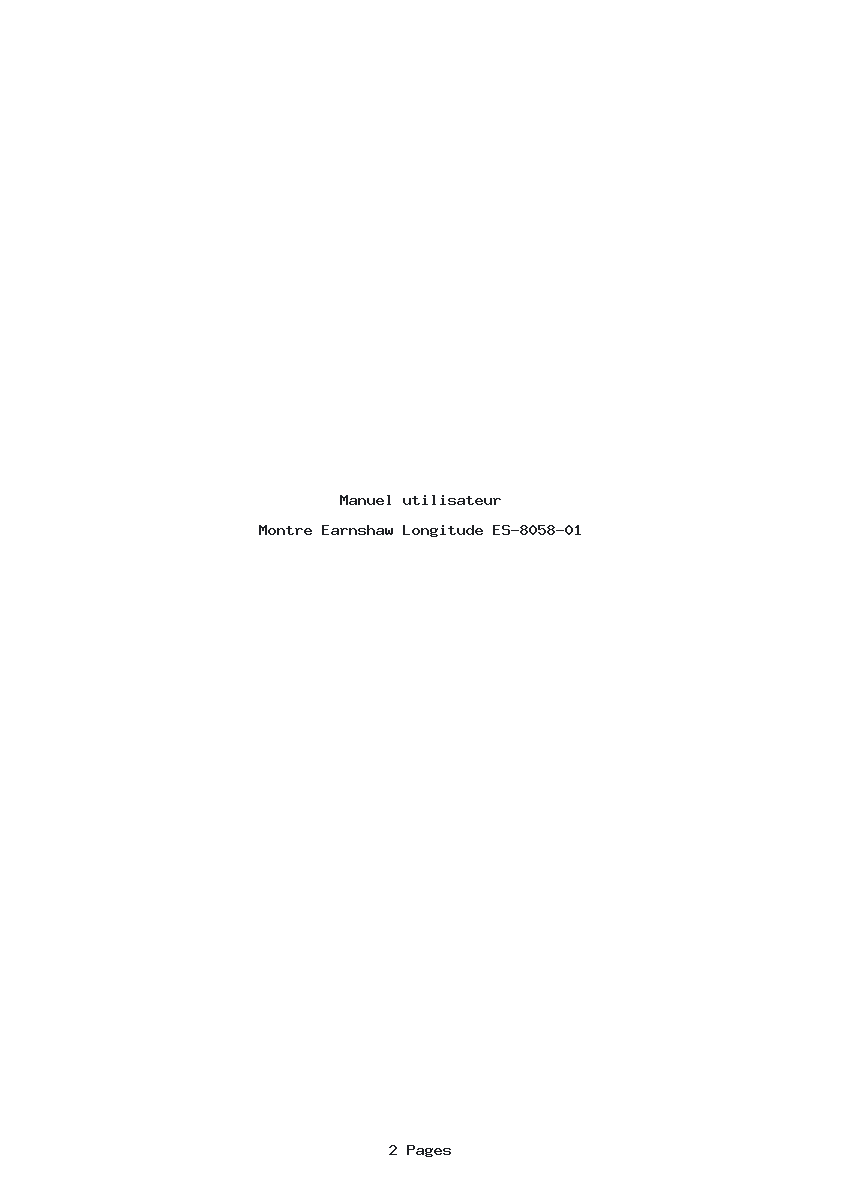 Page 1 de la notice Manuel utilisateur Earnshaw Longitude ES-8058-01