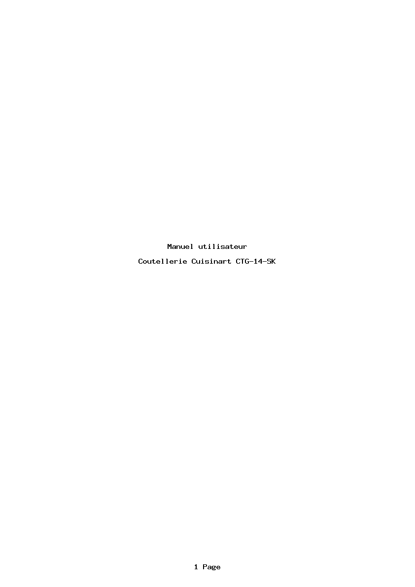 Page 1 de la notice Manuel utilisateur Cuisinart CTG-14-SK