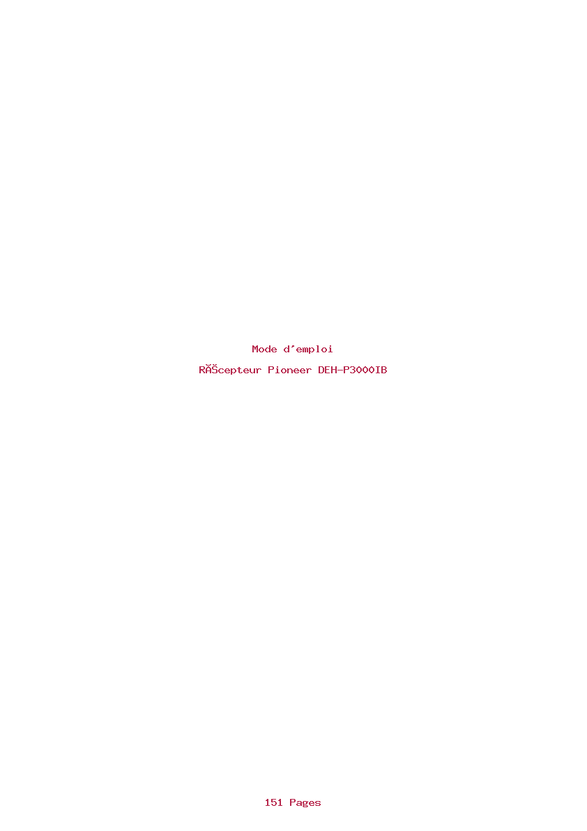Page 1 de la notice Mode d'emploi Pioneer DEH-P3000IB