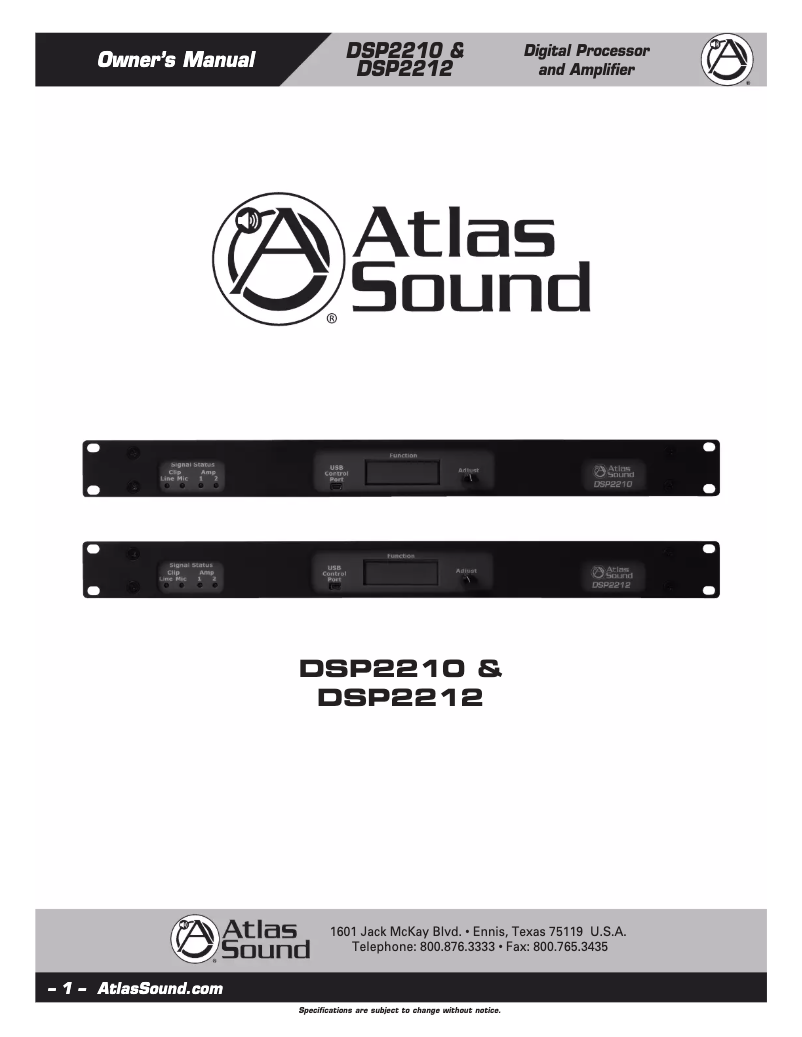 Página 1 del manual Manual de usuario Atlas Sound DSP2210