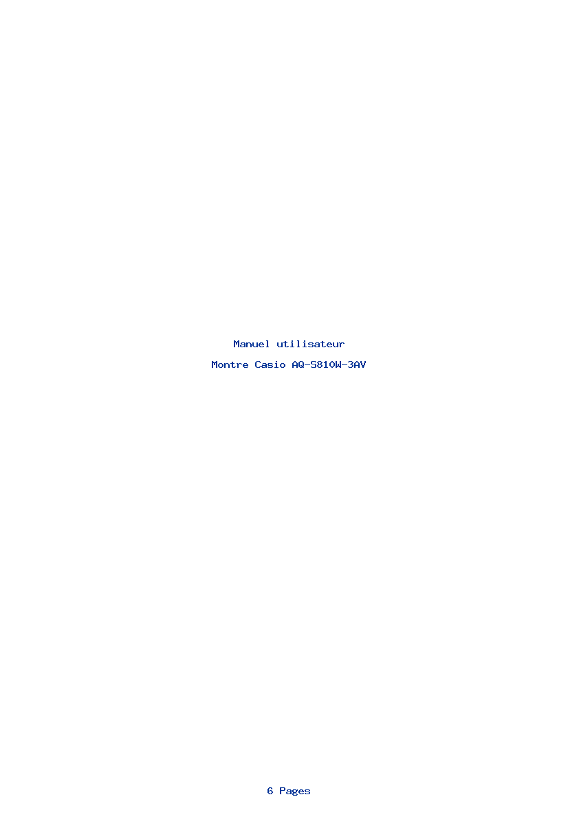 Page 1 de la notice Manuel utilisateur Casio AQ-S810W-3AV