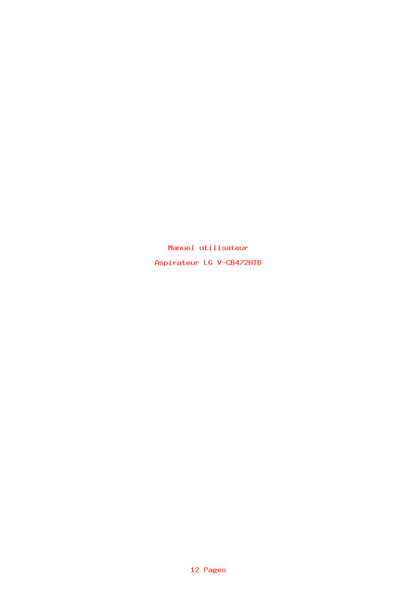 Page 1 de la notice Manuel utilisateur LG V-CB472HTB