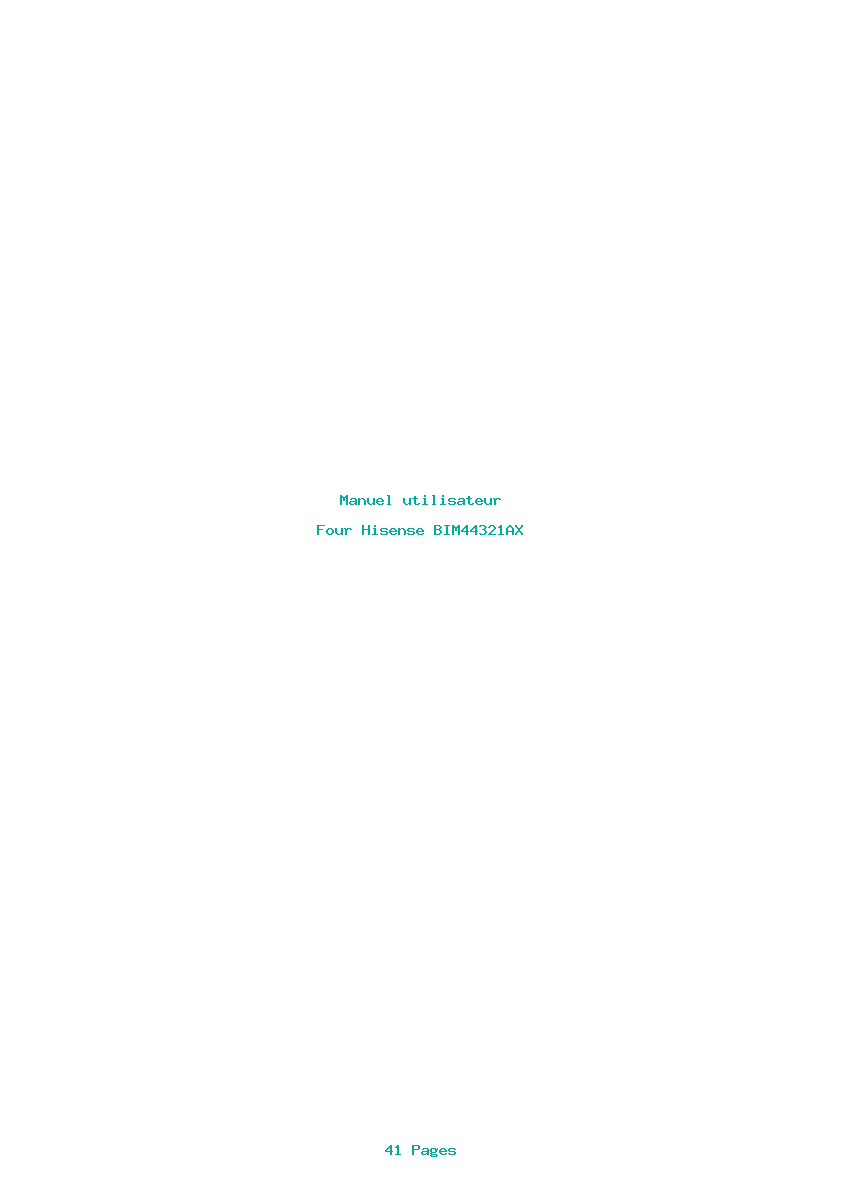 Page 1 de la notice Manuel utilisateur Hisense BIM44321AX