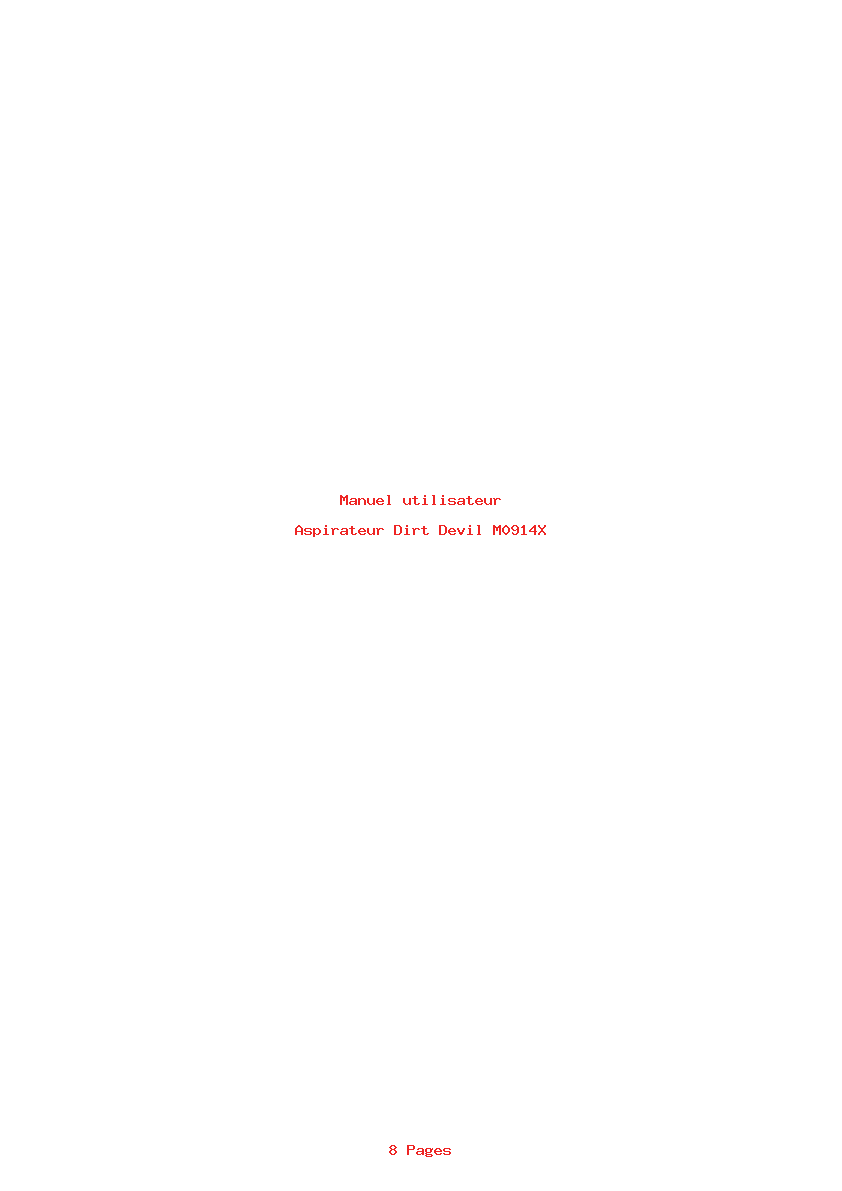 Page 1 de la notice Manuel utilisateur Dirt Devil M0914X