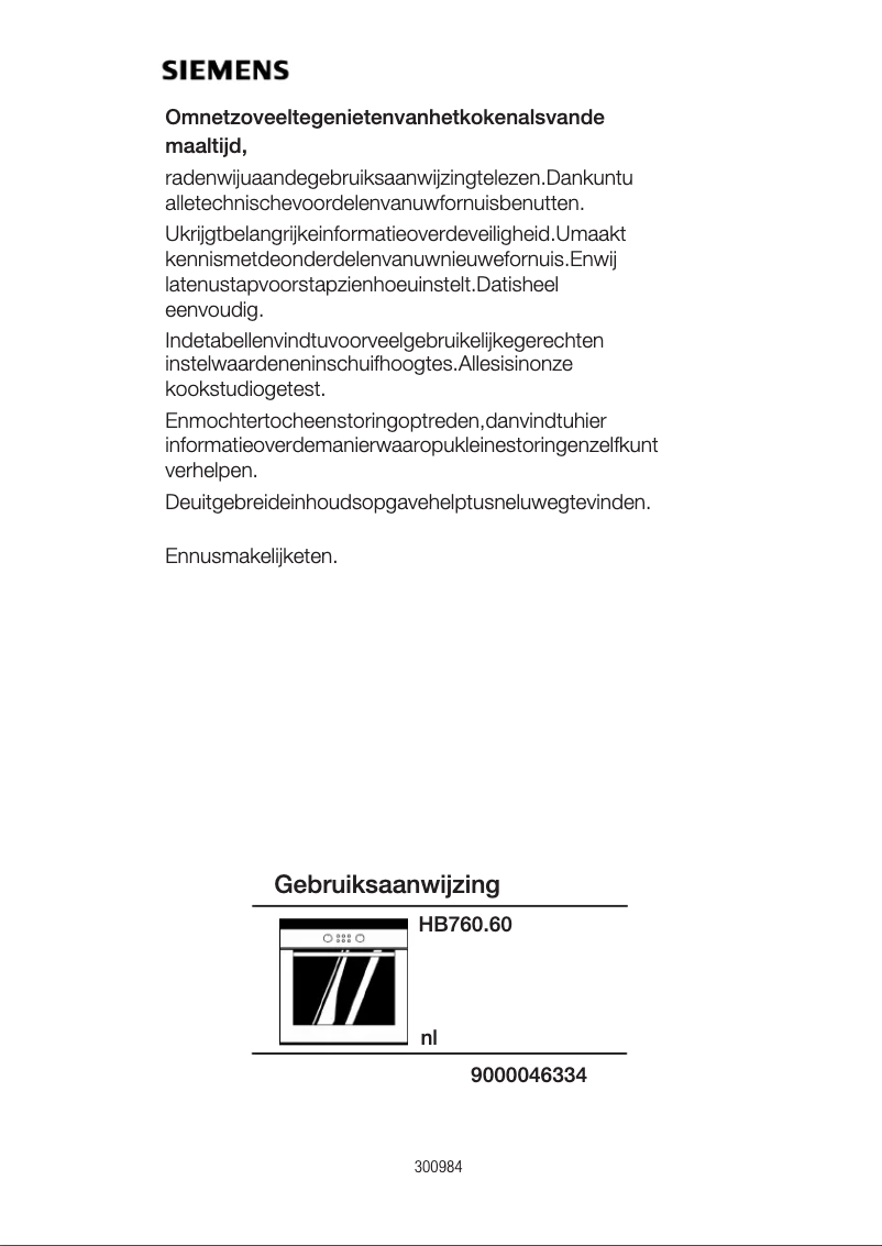 Page 1 de la notice Manuel utilisateur Siemens Hb760260