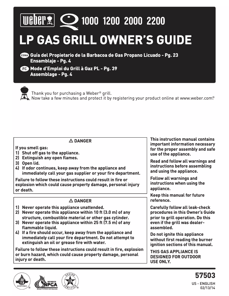 Page 1 of the manual User Manual Weber Q1200