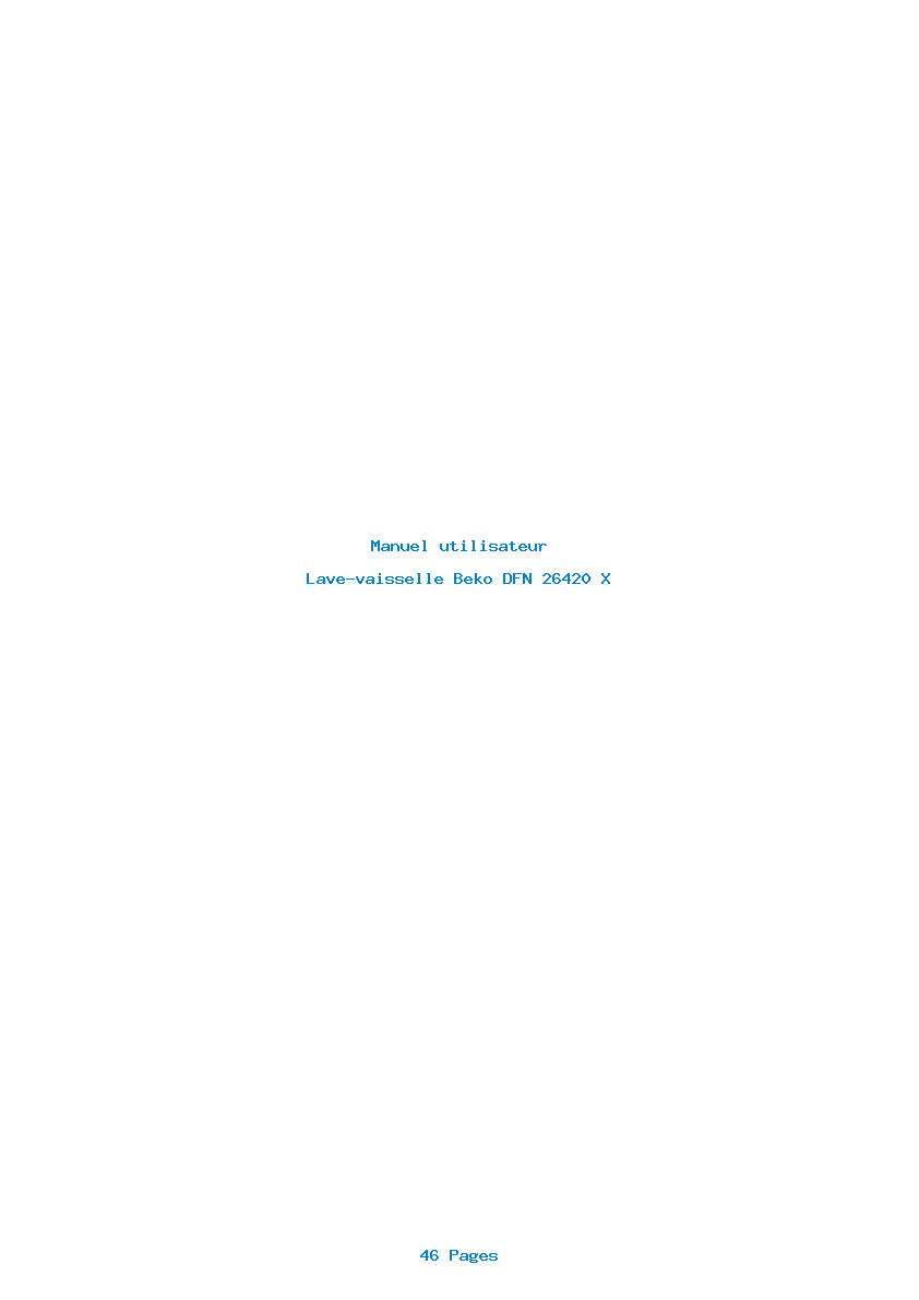 Page 1 de la notice Manuel utilisateur Beko DFN 26420 X