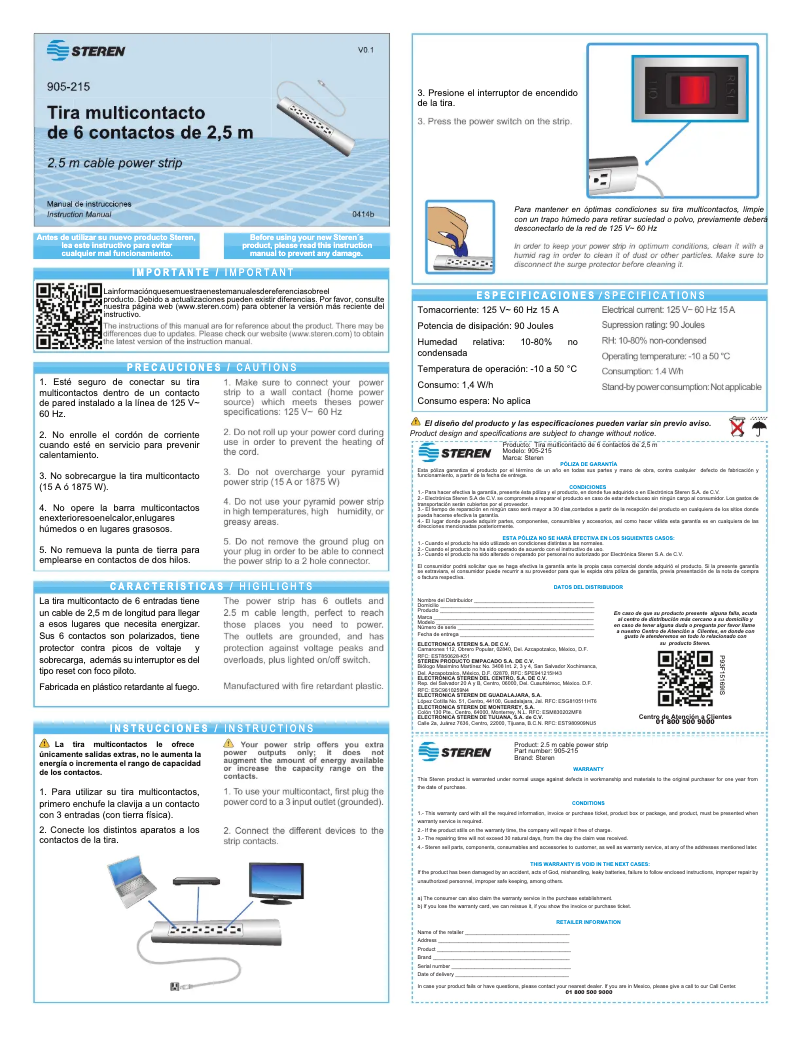 Page 1 de la notice Manuel utilisateur Steren 905-215