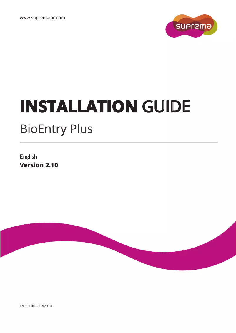 Page 1 de la notice Manuel utilisateur Suprema BioEntry Plus
