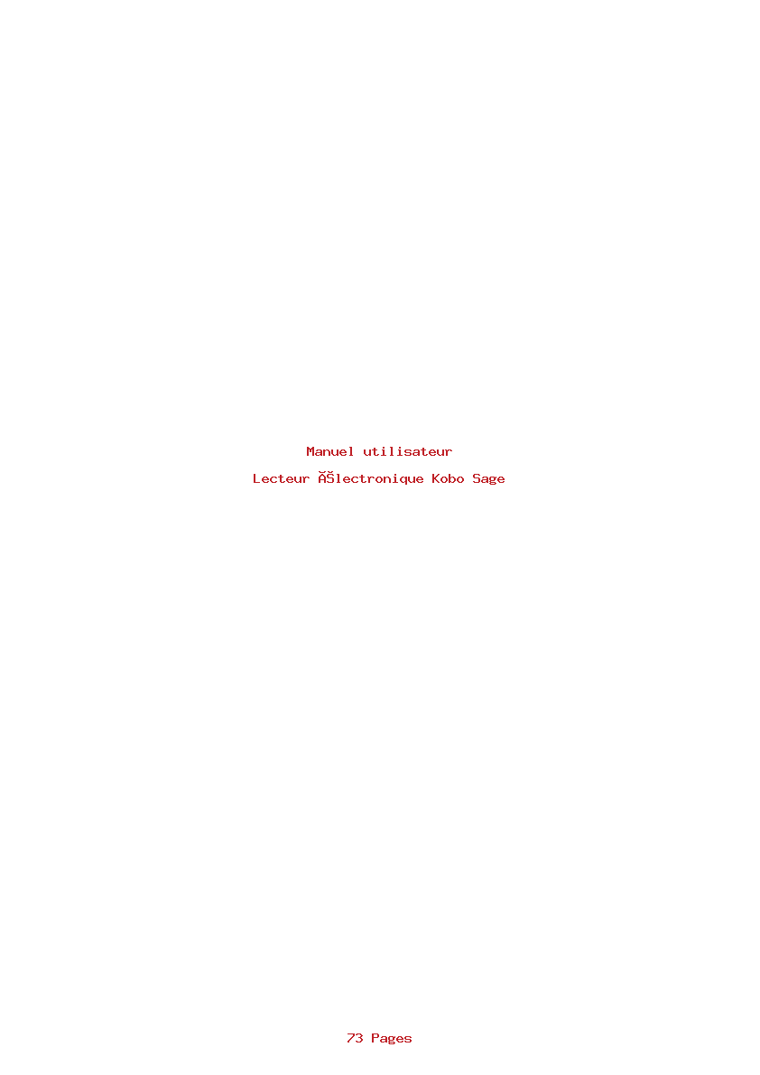 Page 1 de la notice Manuel utilisateur Kobo Sage