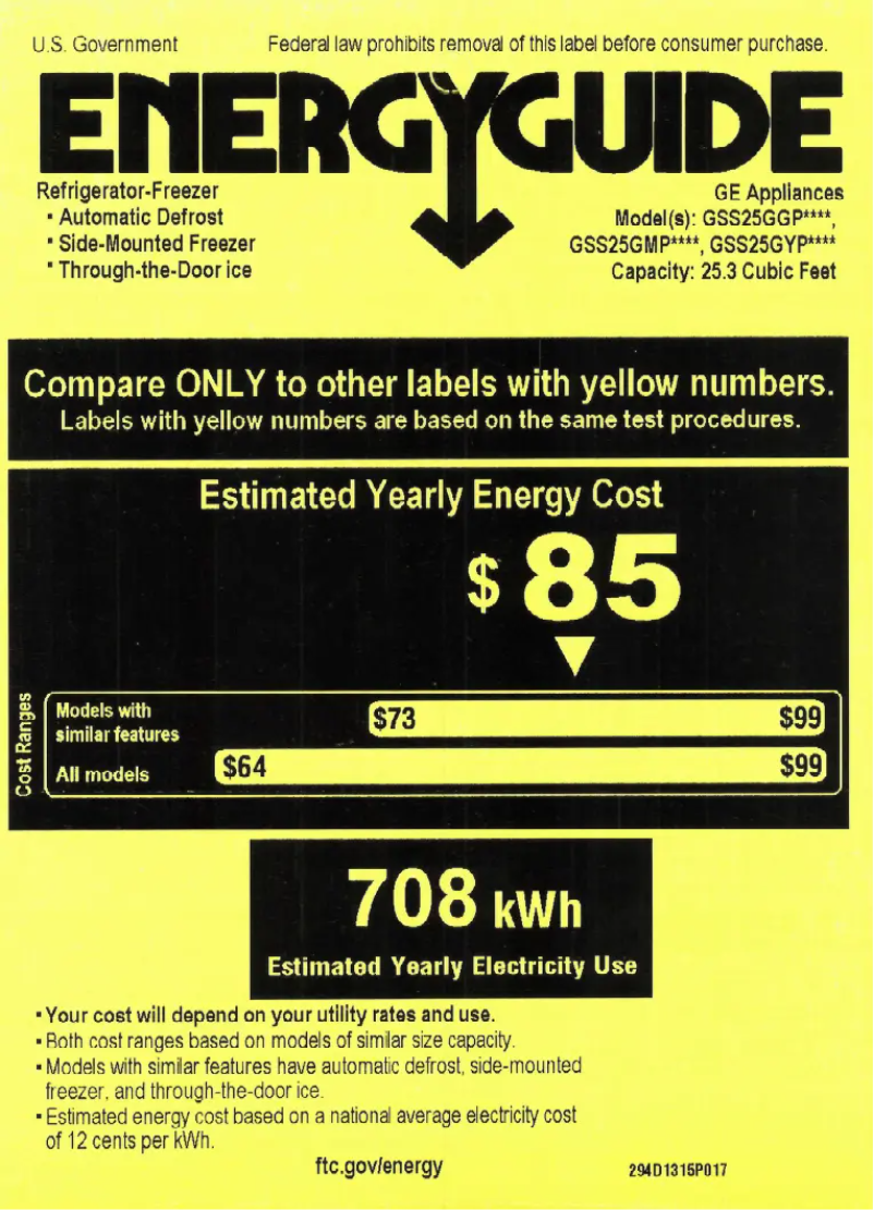 Page n°1 - Label énergétique GE GSS25GMPES