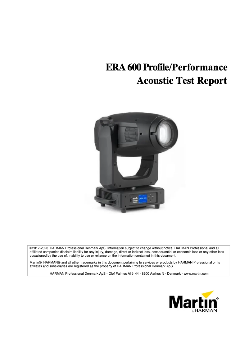 Page 1 de la notice Fiche technique Martin ERA 600 Performance