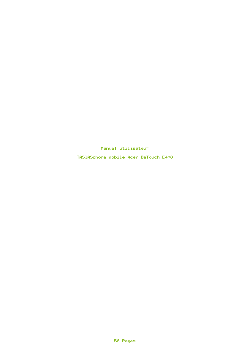 Page 1 de la notice Manuel utilisateur Acer BeTouch E400