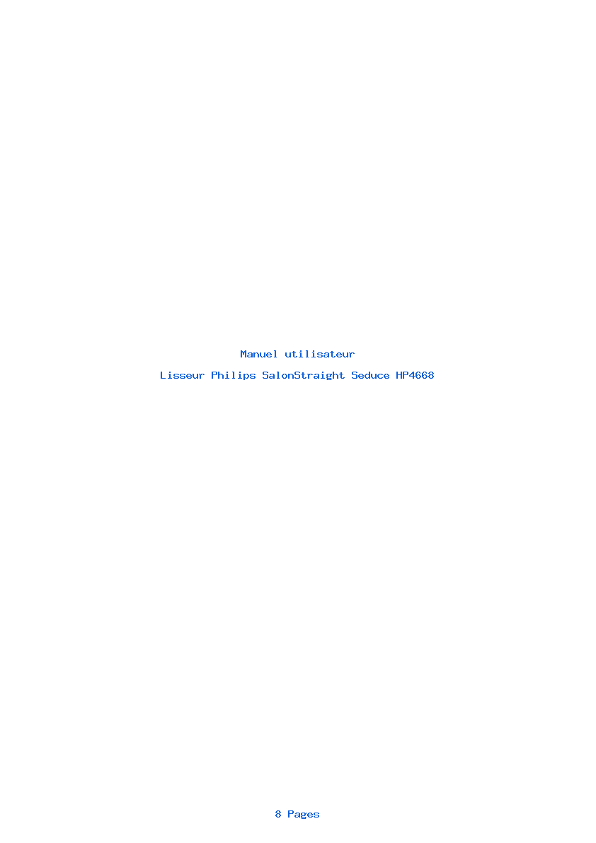 Page 1 de la notice Manuel utilisateur Philips SalonStraight Seduce HP4668