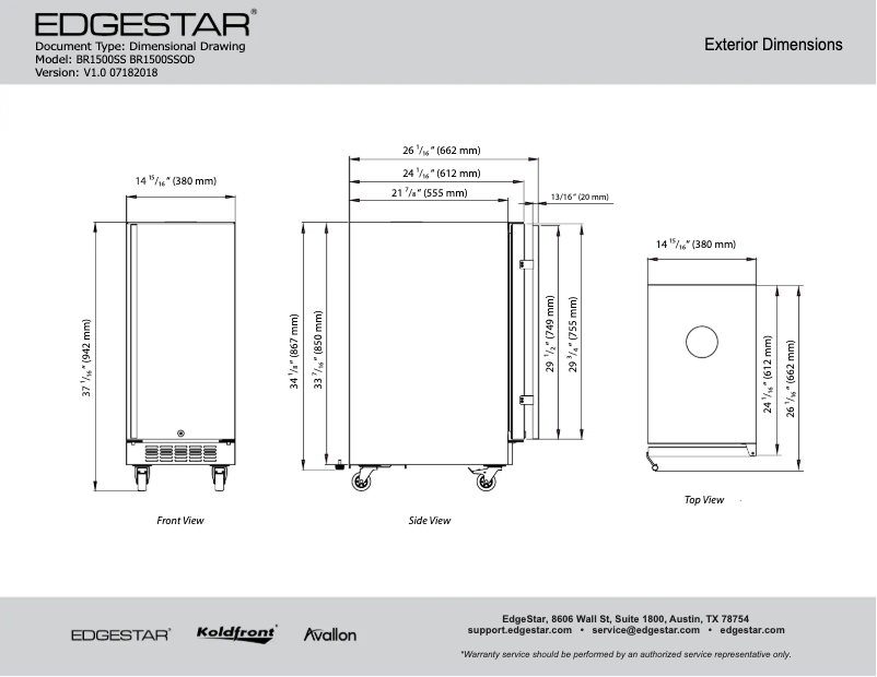 Page 1 de la notice Fiche technique EdgeStar BR1500SSOD