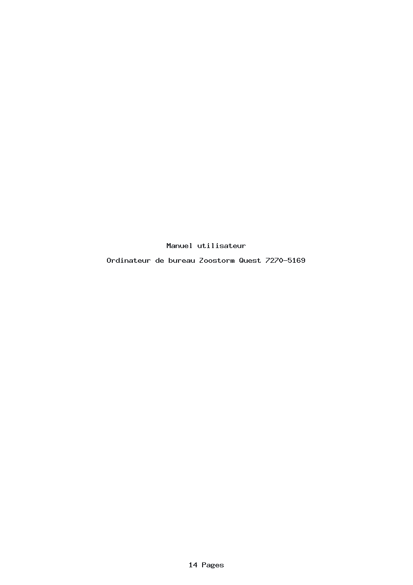 Page 1 de la notice Manuel utilisateur Zoostorm Quest 7270-5169