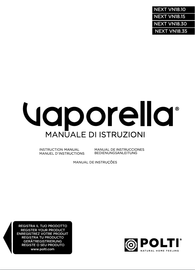 Page 1 de la notice Manuel utilisateur Polti Vaporella Next VN18.30
