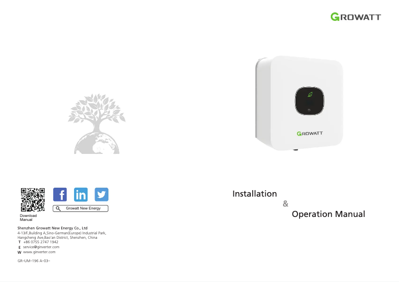 Page 1 de la notice Manuel utilisateur Growatt MIC 600-3300TL-X
