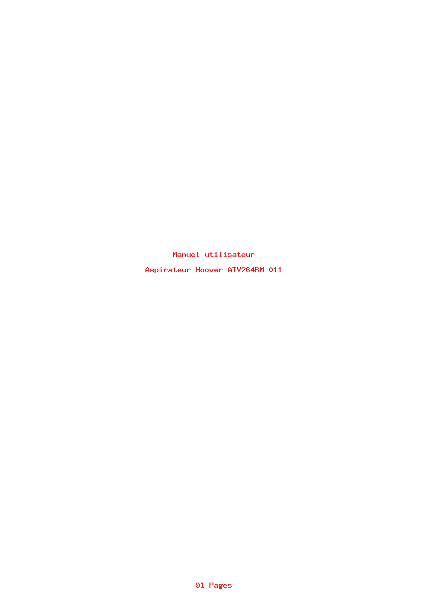 Page 1 de la notice Manuel utilisateur Hoover ATV264BM 011