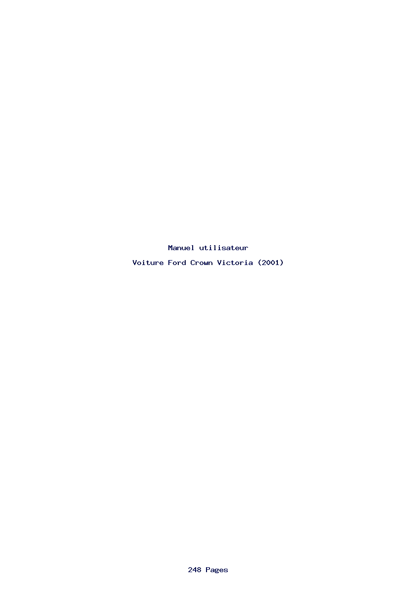 Page 1 de la notice Manuel utilisateur Ford Crown Victoria (2001)