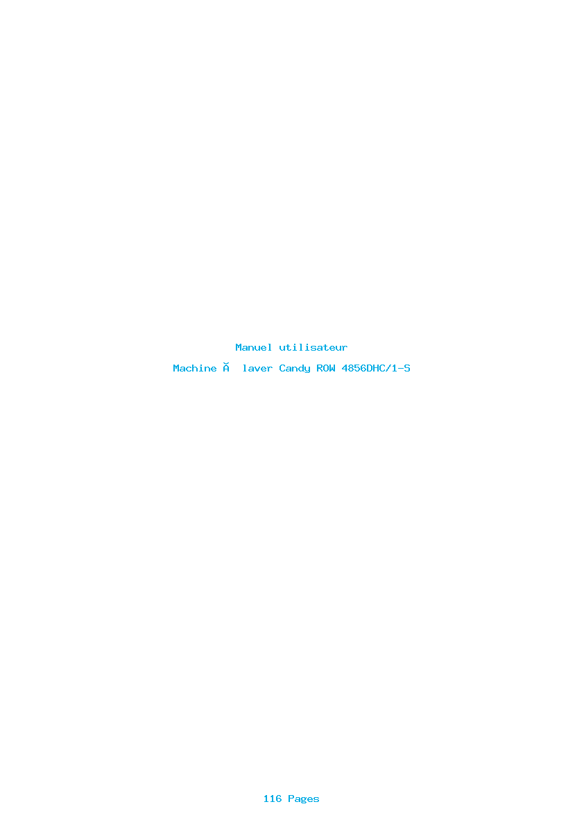 Page 1 de la notice Manuel utilisateur Candy ROW 4856DHC/1-S