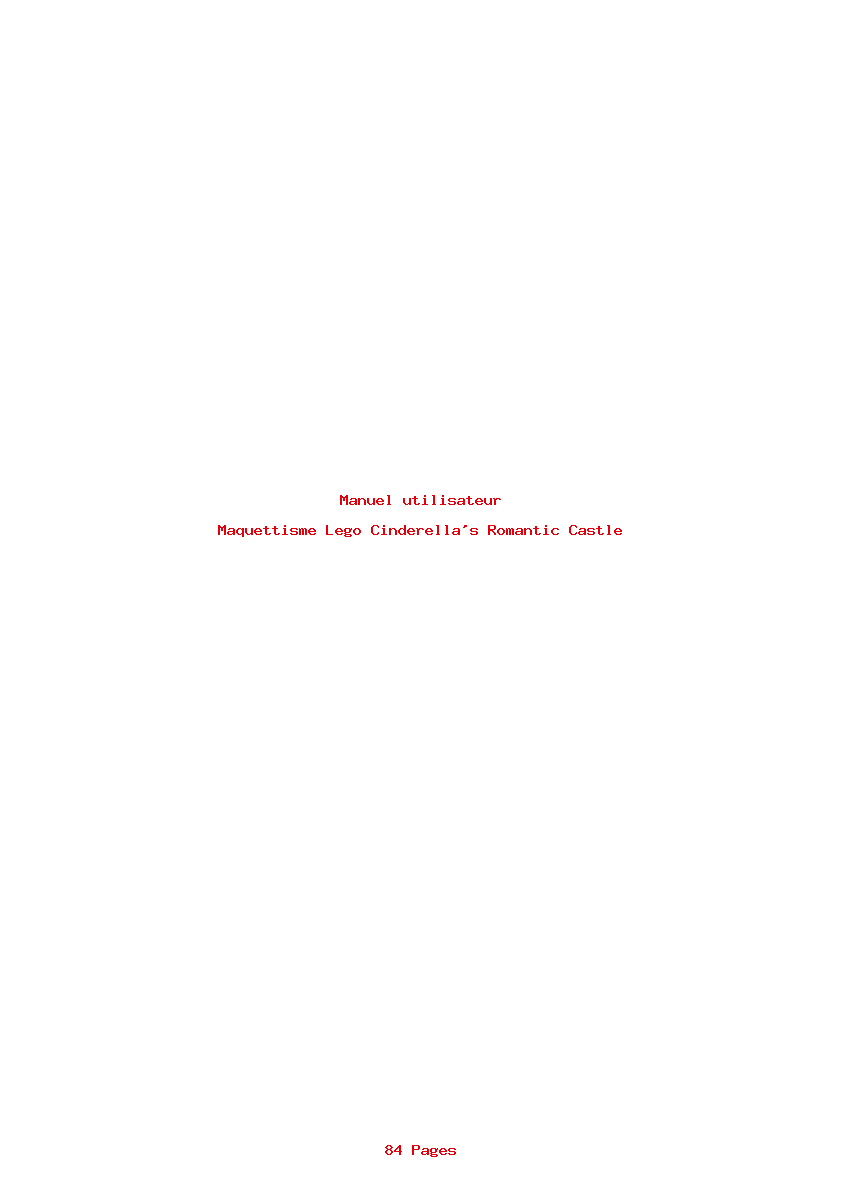 Page 1 de la notice Manuel utilisateur Lego Cinderella's Romantic Castle