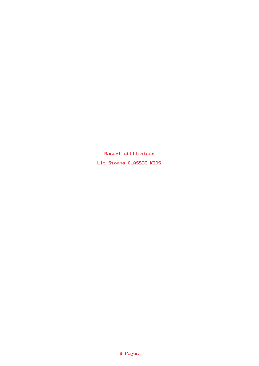 Page 1 de la notice Manuel utilisateur Stompa CLASSIC KIDS