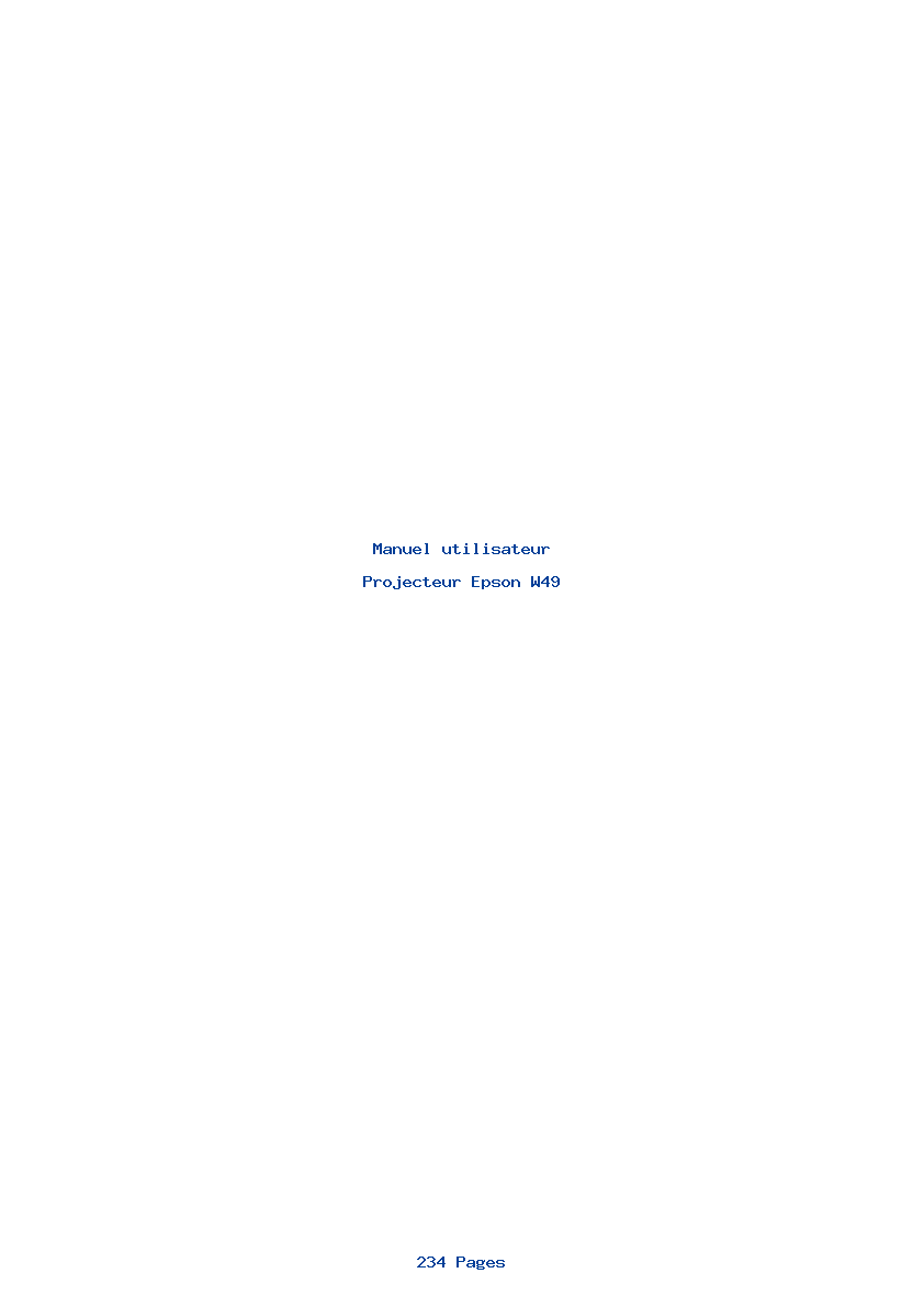 Page 1 de la notice Manuel utilisateur Epson W49