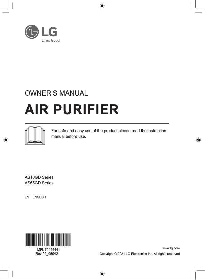 Page 1 de la notice Manuel utilisateur LG PuriCare AS65GDWH0
