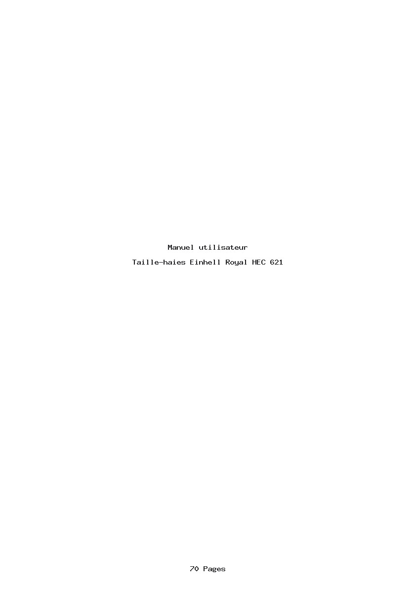 Page 1 de la notice Manuel utilisateur Einhell Royal HEC 621