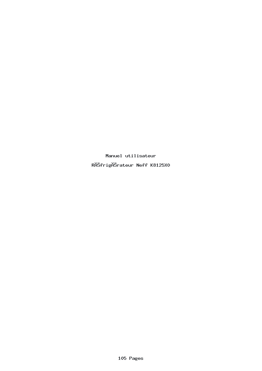 Page 1 de la notice Manuel utilisateur Neff K8125X0