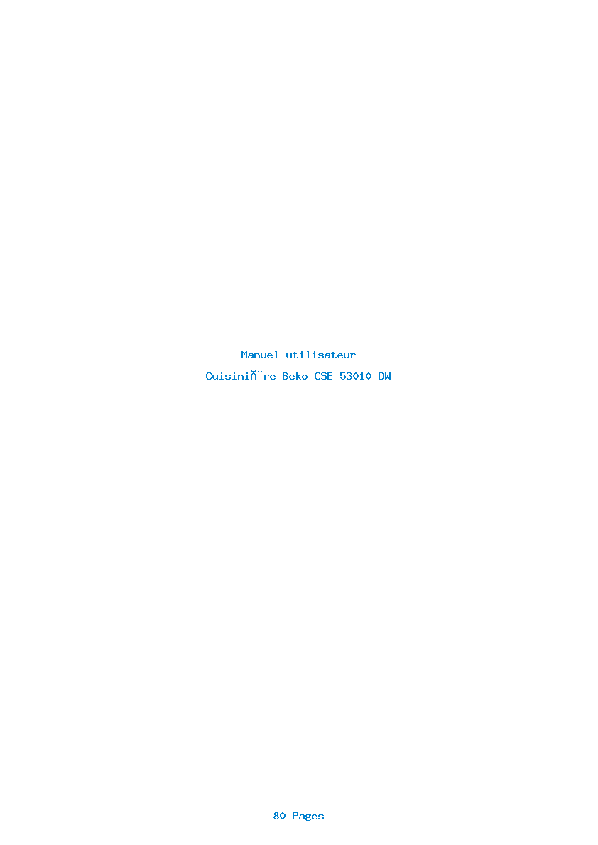Page 1 de la notice Manuel utilisateur Beko CSE 53010 DW