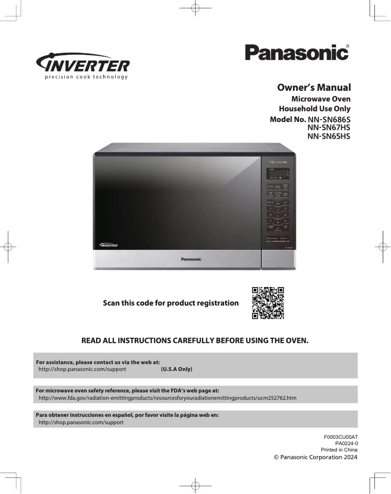 Page 1 de la notice Manuel utilisateur Panasonic Inverter NN-SN67HS