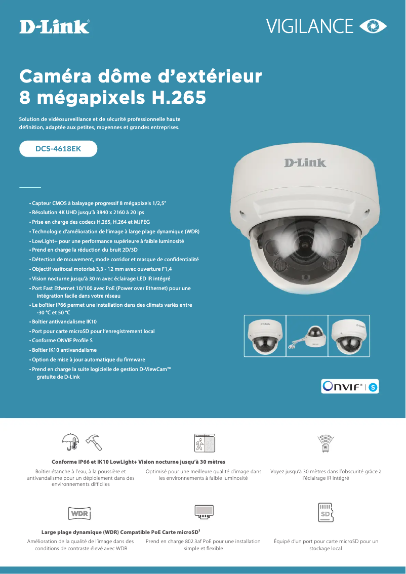 Page 1 de la notice Fiche technique D-Link DCS-4618EK