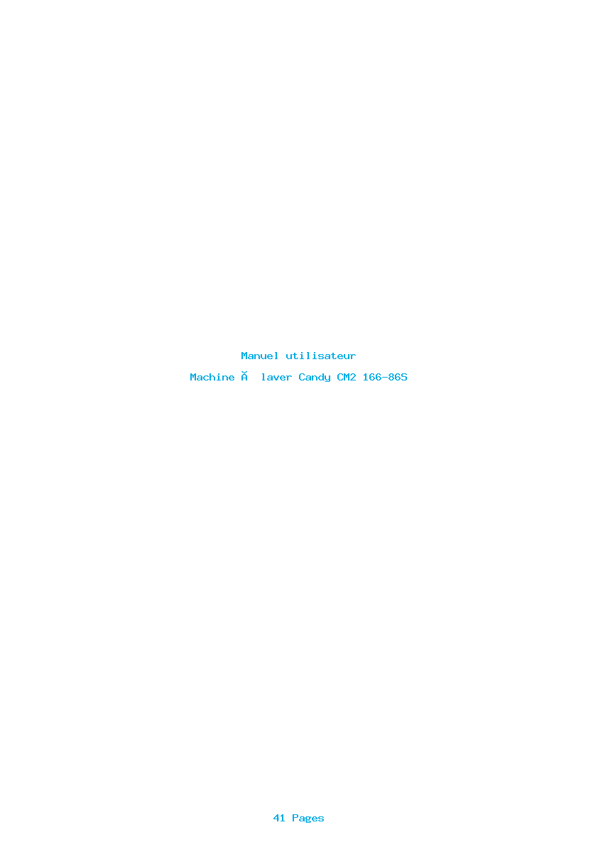 Page 1 de la notice Manuel utilisateur Candy CM2 166-86S
