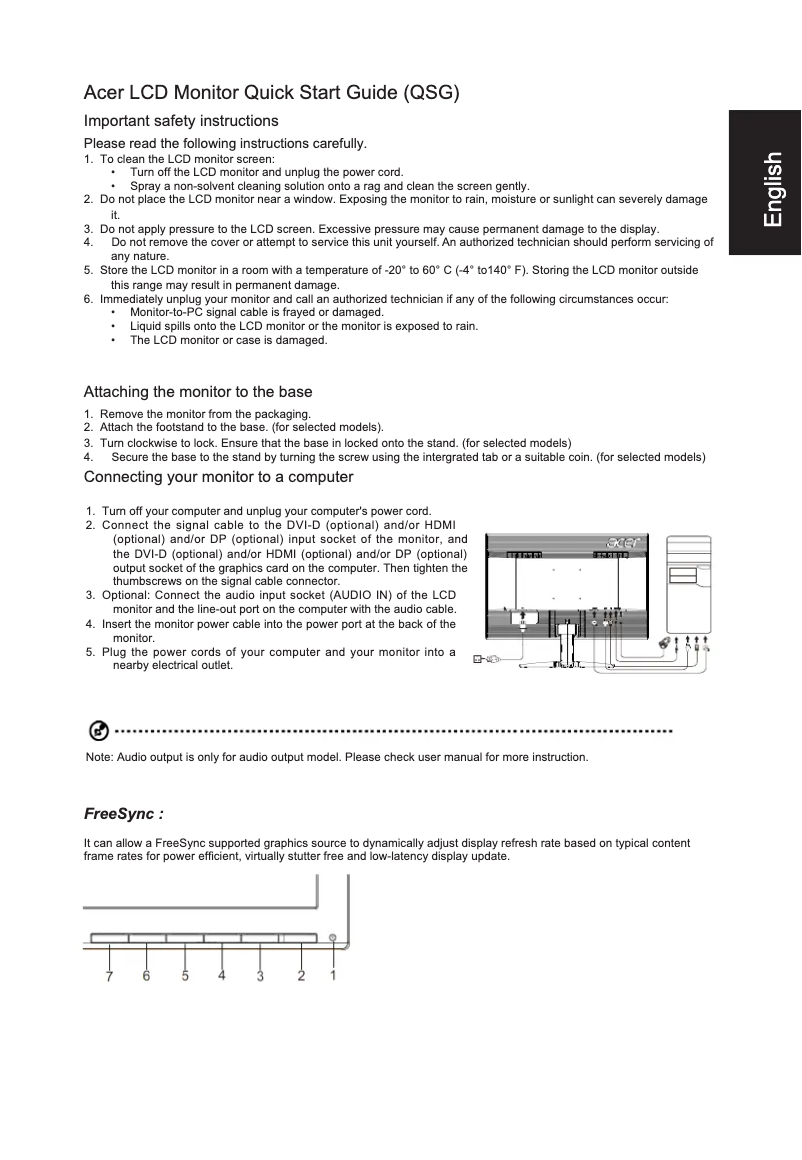 Page 1 de la notice Guide de démarrage rapide Acer KS271