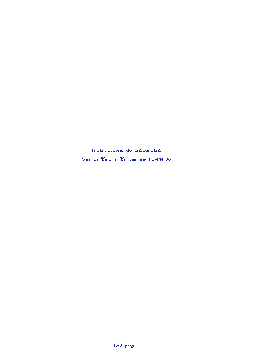 Page 1 de la notice Instructions de sécurité Samsung EJ-PW700
