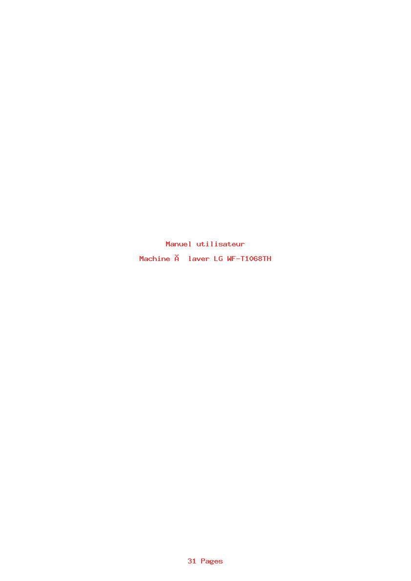 Page 1 de la notice Manuel utilisateur LG WF-T1068TH