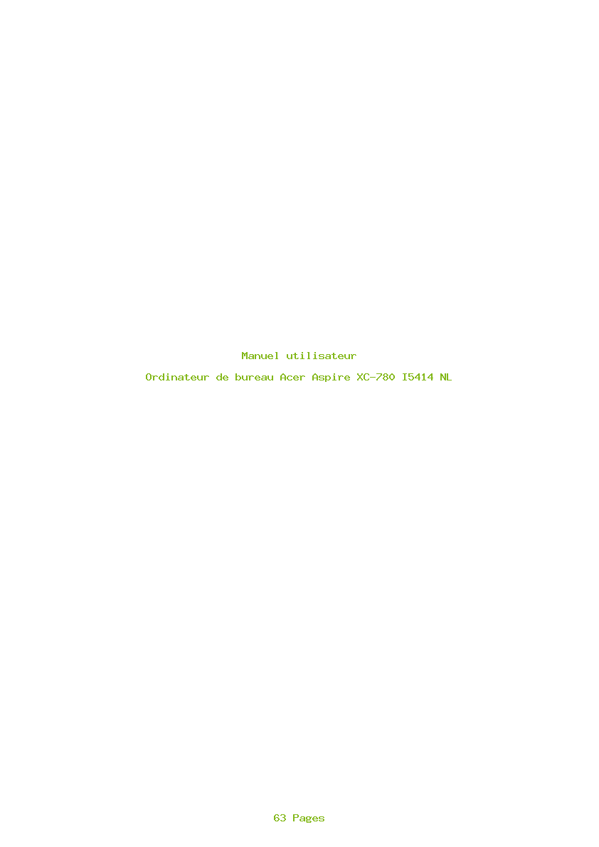 Page 1 de la notice Manuel utilisateur Acer Aspire XC-780 I5414 NL