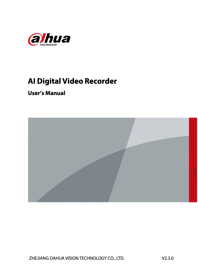 Page 1 de la notice Manuel utilisateur Dahua Technology XVR5216AN-4KL-I2