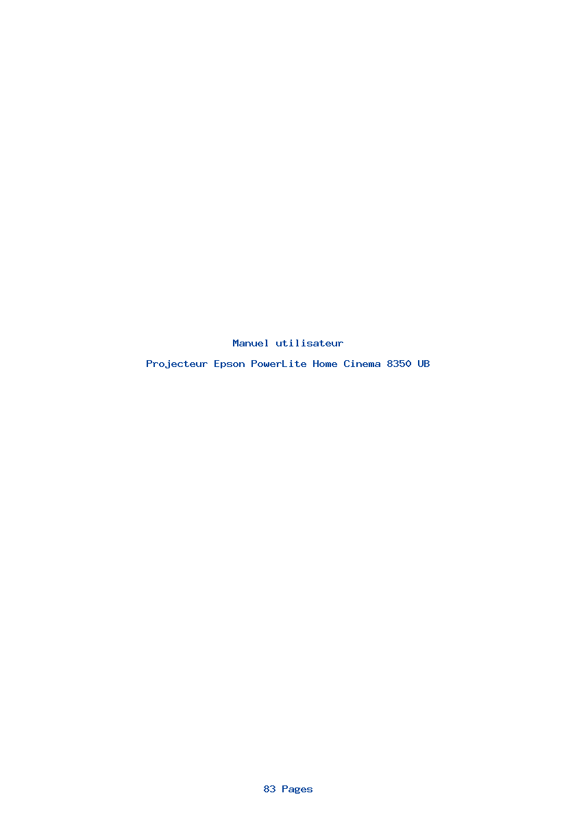 Page 1 de la notice Manuel utilisateur Epson PowerLite Home Cinema 8350 UB