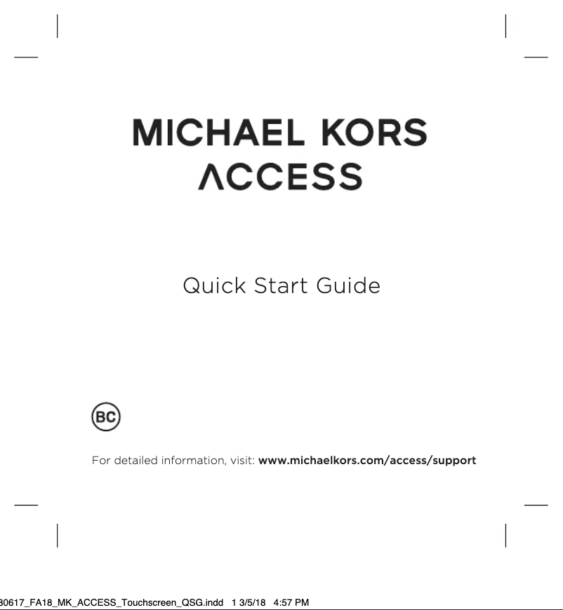 Page 1 de la notice Manuel utilisateur Michael Kors Access Bradshaw Gen 5 MKT5086