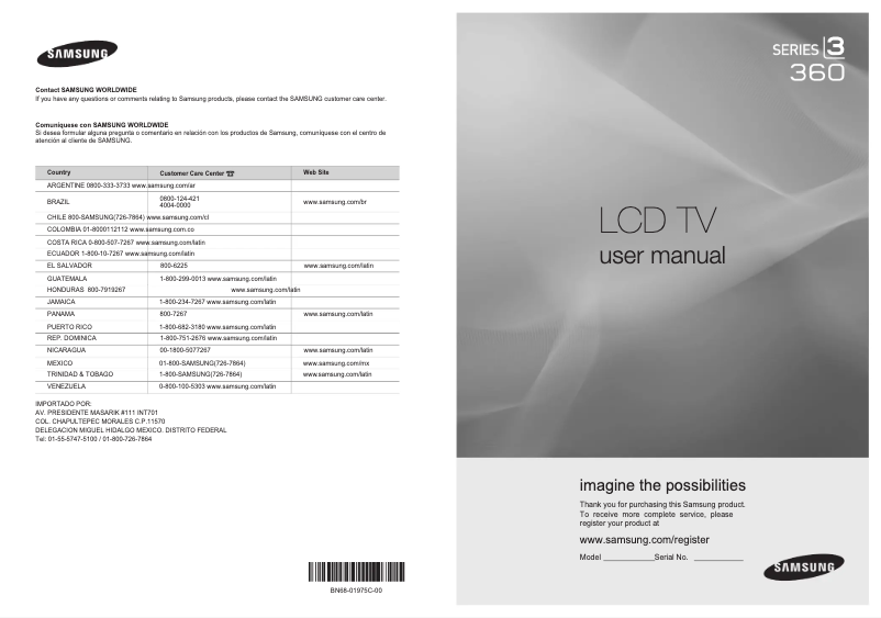 Page 1 de la notice Manuel utilisateur Samsung LN32B360C5D