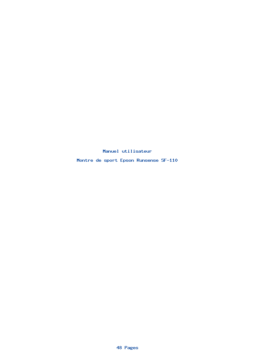 Page 1 de la notice Manuel utilisateur Epson Runsense SF-110