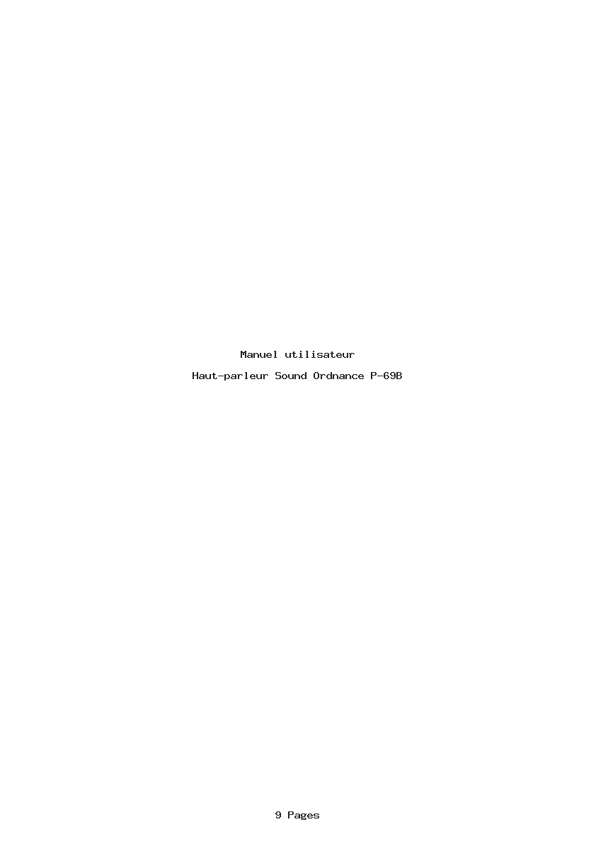 Page 1 de la notice Manuel utilisateur Sound Ordnance P-69B